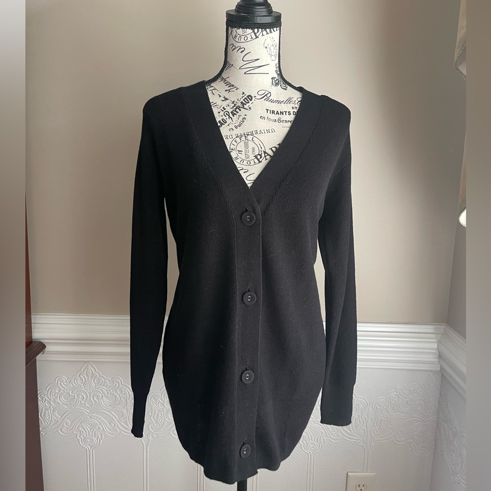 LOFT Black Button-Up Cardigan Sweater NWT
